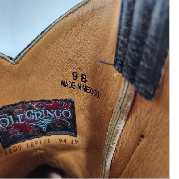 Old Gringo Black Distressed 10" Polo Razz Heel Cowboy Boots - Picture 8 of 16